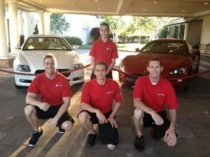 Del Paso Country club for fundraiser. Sitting under the portico in front of two Maserati's.